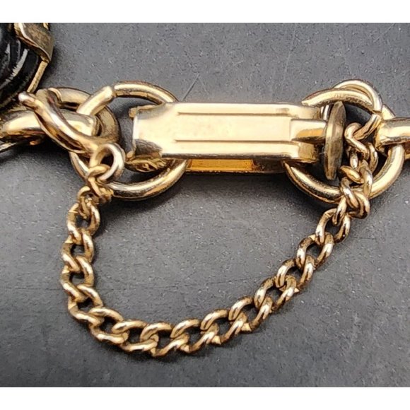 Vintage Carved Multi Color Scarab Stones Gold Tone Egyptian Bracelet Thorn JLRY - Picture 6 of 9